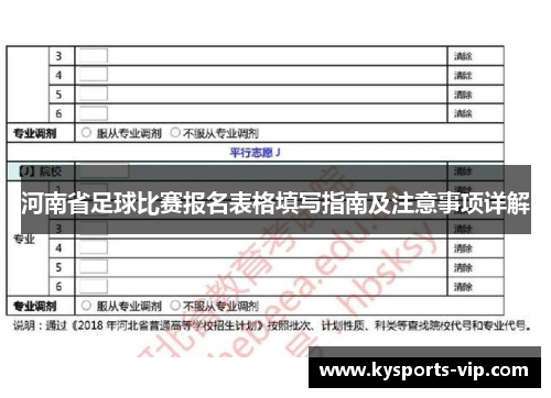 河南省足球比赛报名表格填写指南及注意事项详解